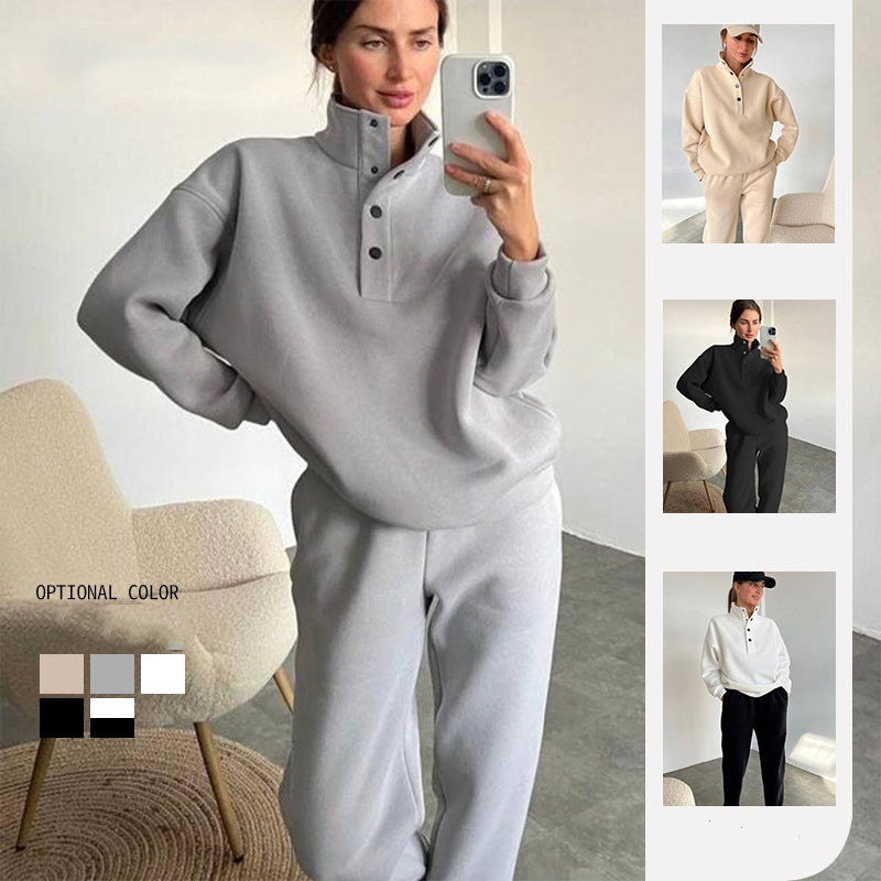 Oversized Solid Casual Pullovers Long Pant Set Warm Hoodie New Tracksuit Suit Fashion Pant Sets Sets for Women 2 Pieces