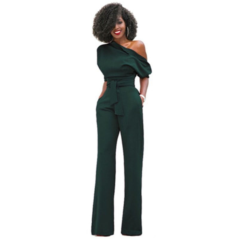 Rosa | Women'S off Shoulder Wide Leg Jumpsuit Belted Formal