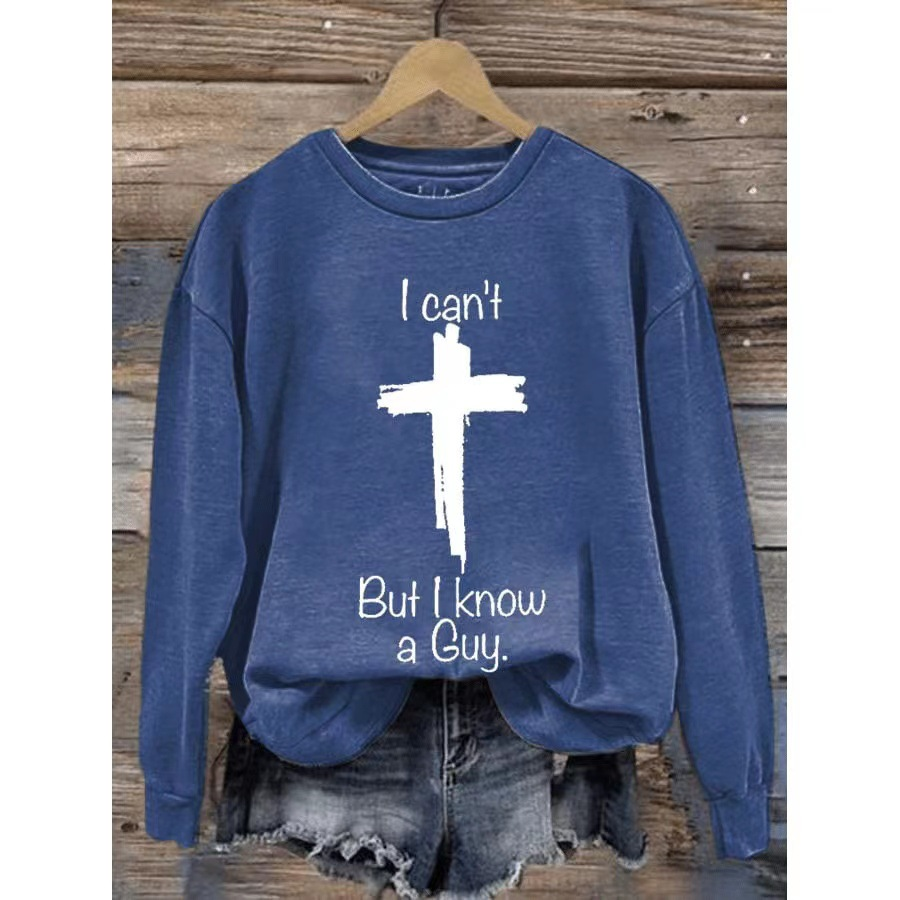 Crew Neck "I Know A Guy" Cross Sweater