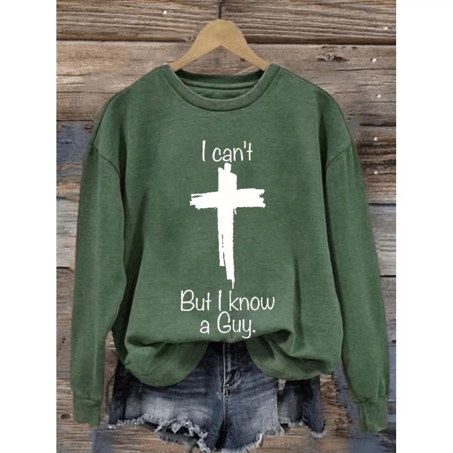 Crew Neck "I Know A Guy" Cross Sweater