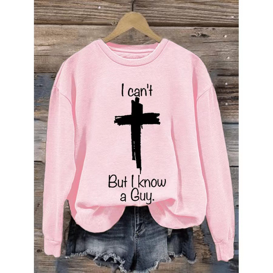 Crew Neck "I Know A Guy" Cross Sweater